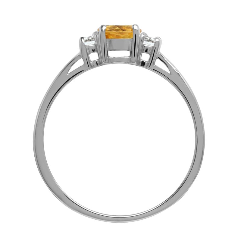 Silvershake Petite Natural Citrine and White Topaz 925 Sterling Silver Ring Size 6 - Image 4